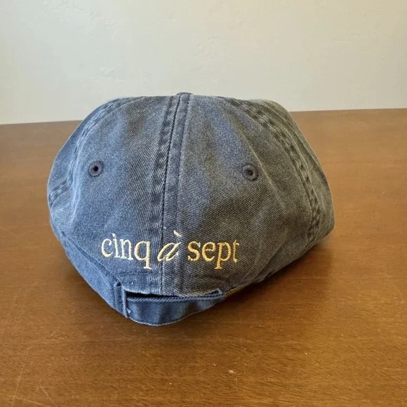 Cinq à Sept Embroidered Denim Hat Blue Womens One Size Heart Smiley Face Dad Cap - Picture 2 of 5